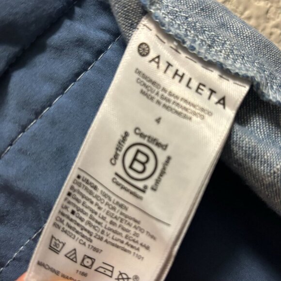 Athleta Women's Retreat Linen Pant Size 4 Light Blue Elastic Waistband - Picture 7 of 7